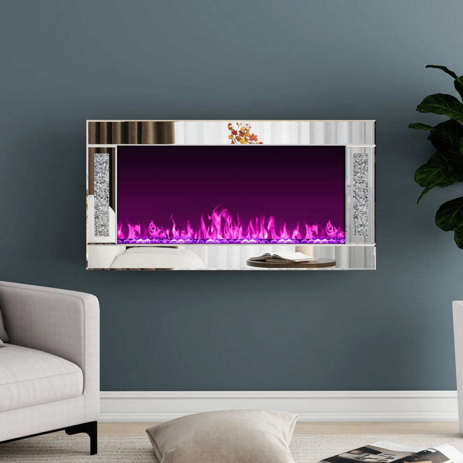 Shellenbarger Electric Wall Fireplace with Crushed Diamond Inlay